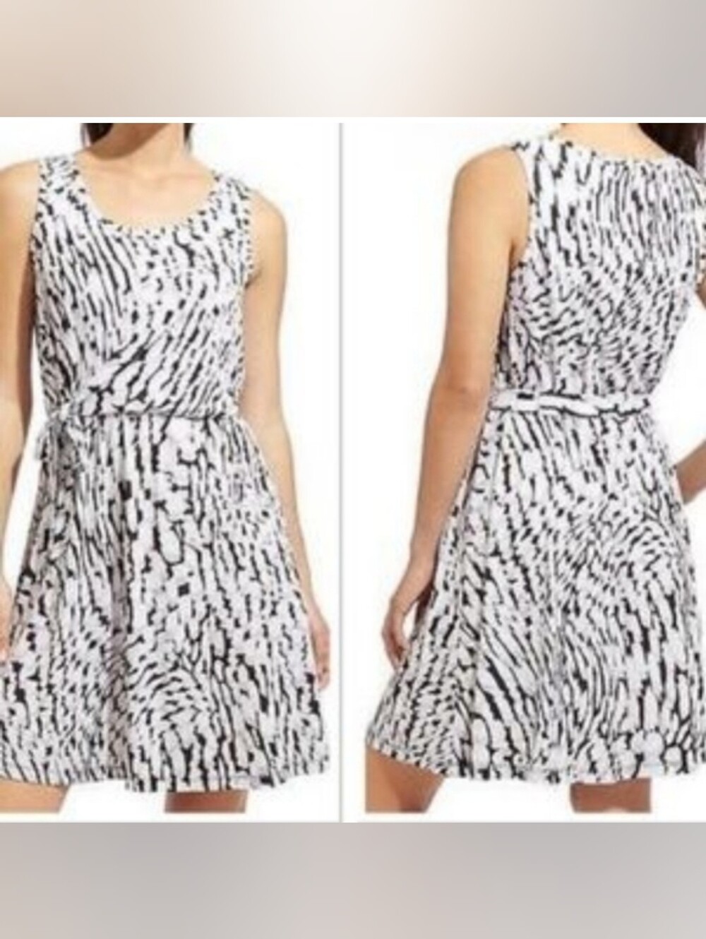 Athleta Printed Sweet Saturday Black and White Sleeveless Mini Dress